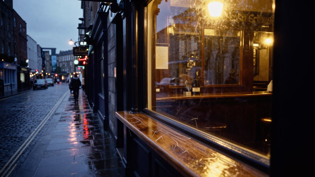 Twilight on Street Scene in Dublin in in Dublin, Ireland