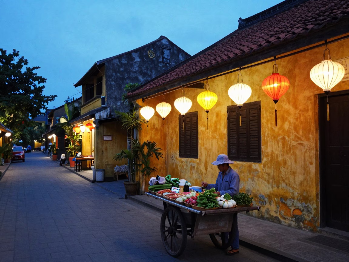 Twilight on Street Scene in Hoi An in in Hoi An, Vietnam