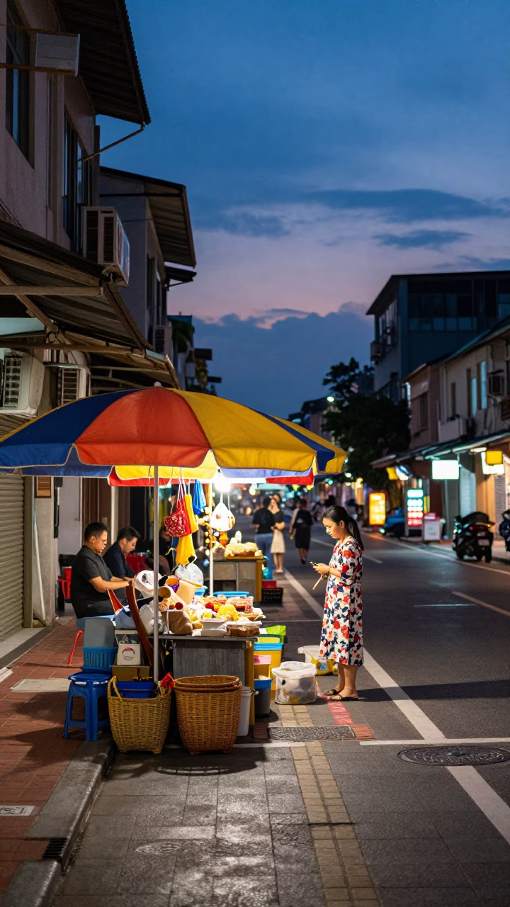 Twilight on Street Scene in Kaohsiung in in Kaohsiung, Taiwan