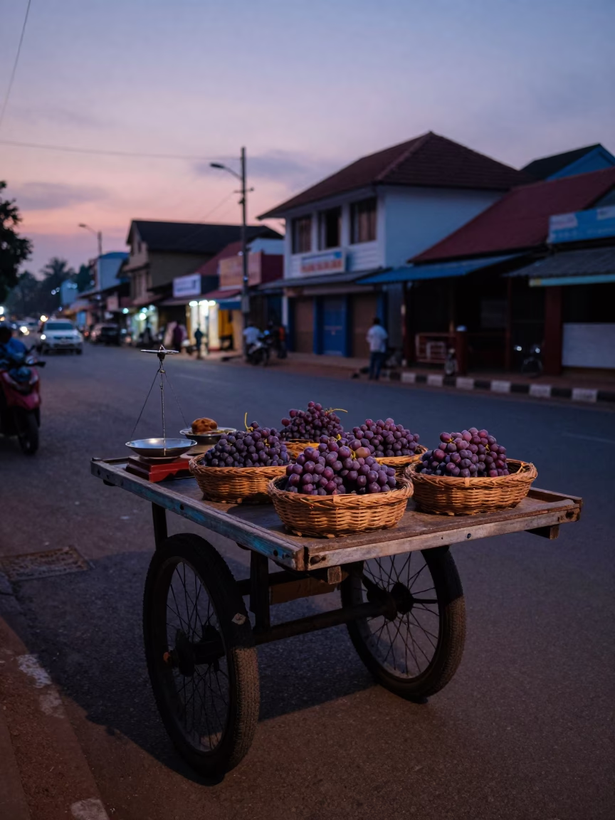 Twilight on Street Scene in Kochi in in Kochi, India