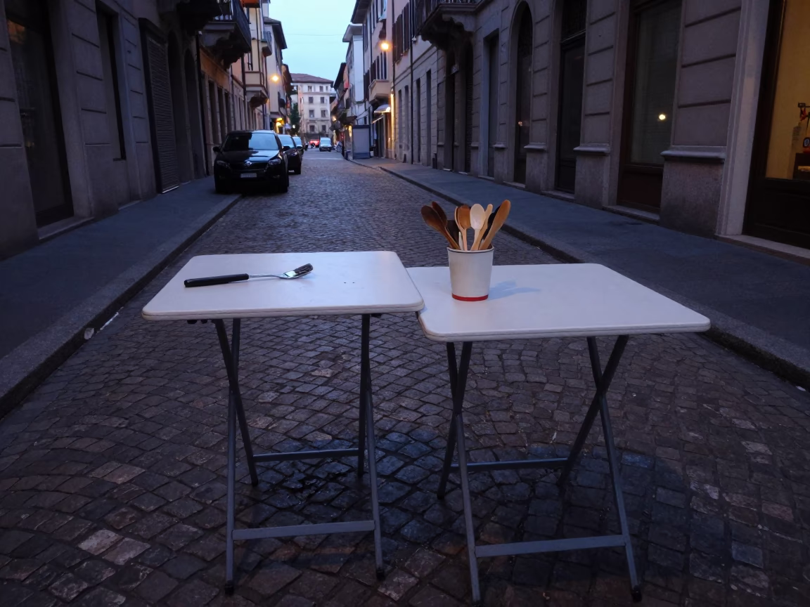 Twilight on Street Scene in Milan in in Milan, Italy