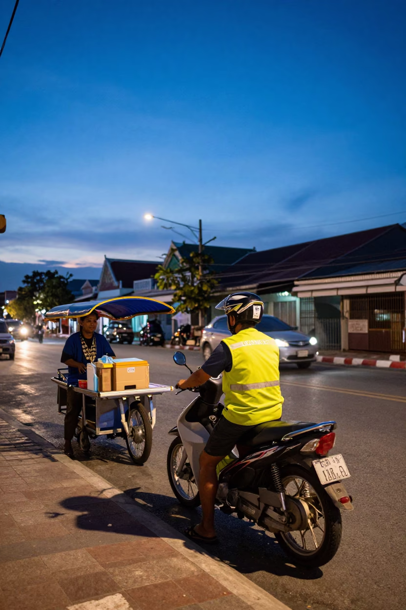 Twilight on Street Scene in Phuket in in Phuket, Thailand