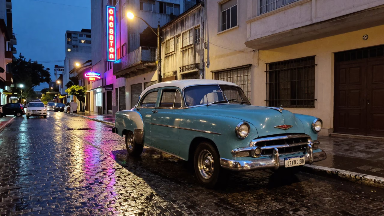 Twilight on Street Scene in São Paulo in in São Paulo, Brazil