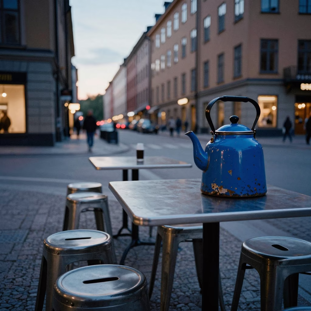 Twilight on Street Scene in Stockholm in in Stockholm, Sweden