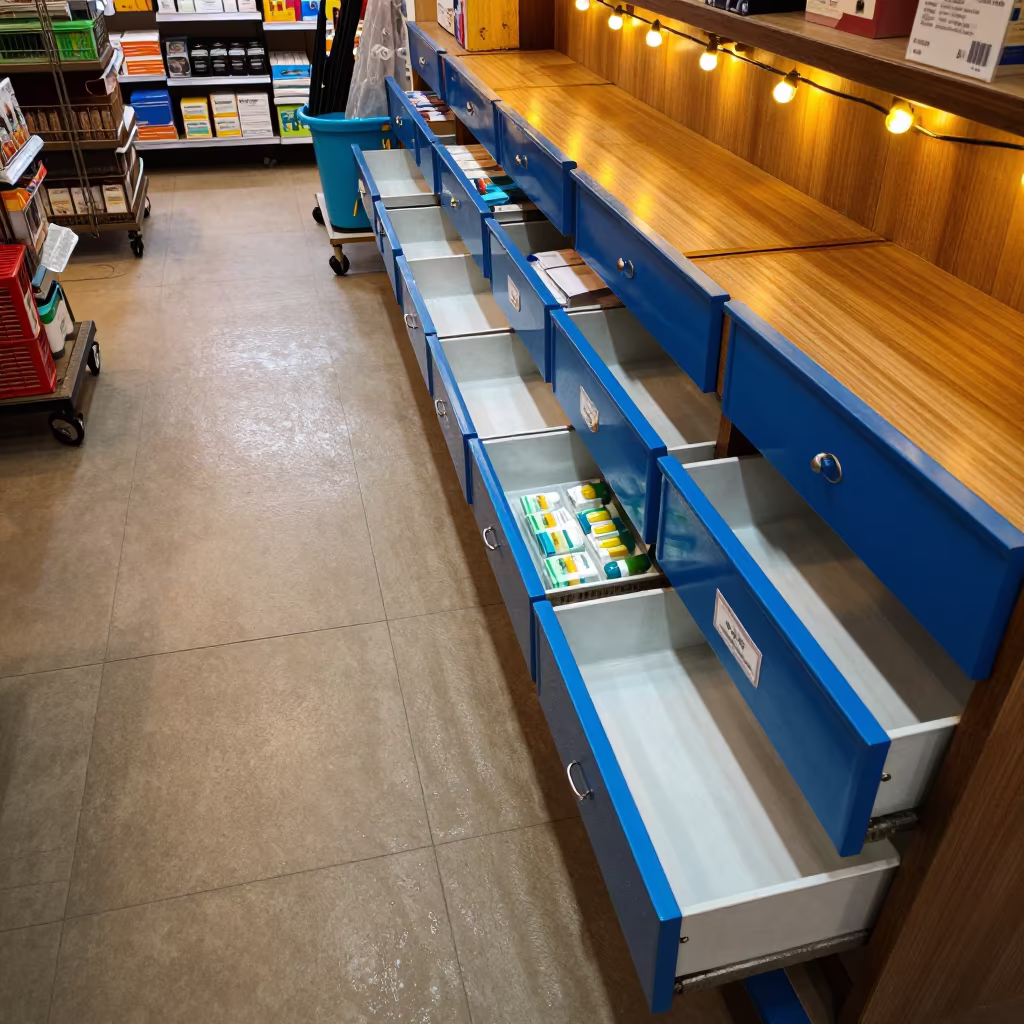 Twilight Pet Store Aisle With Medication Cup Drawer in inside a pet store aisle in Yavatmal
