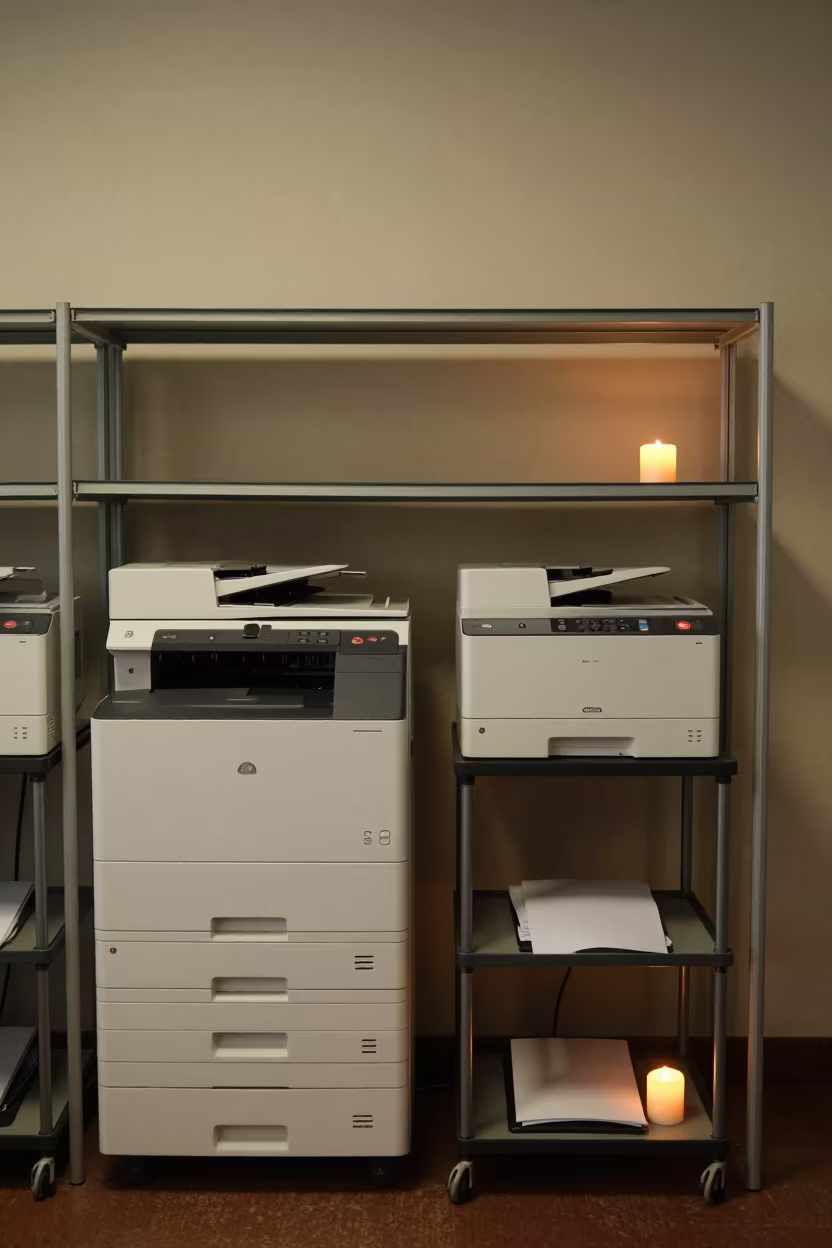 Twilight Printer Shelf Beside Paper Trolley in inside a conference room near Kisii