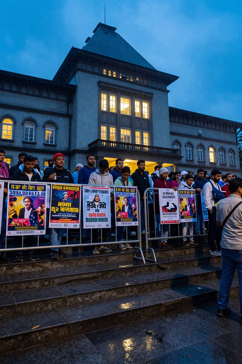 Twilight Rally on City Hall Steps Chaman in on the steps of city hall near Chaman