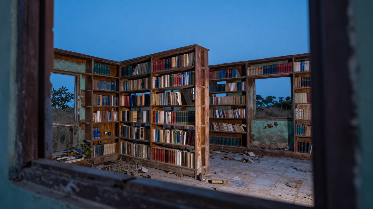 Twilight Ruin of Ghana Library Waterlogged Books in in Ghana