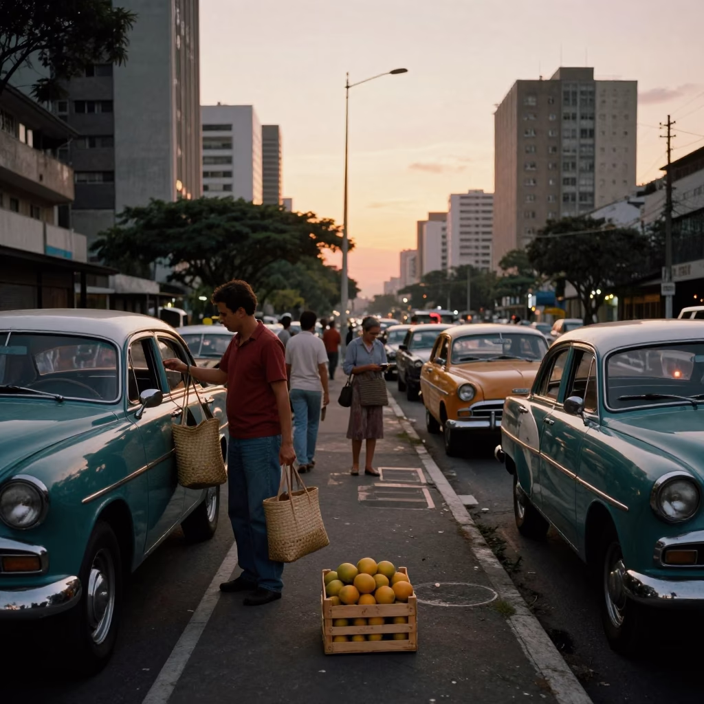 Twilight Scene at Sunset Light in São Paulo in in São Paulo, Brazil