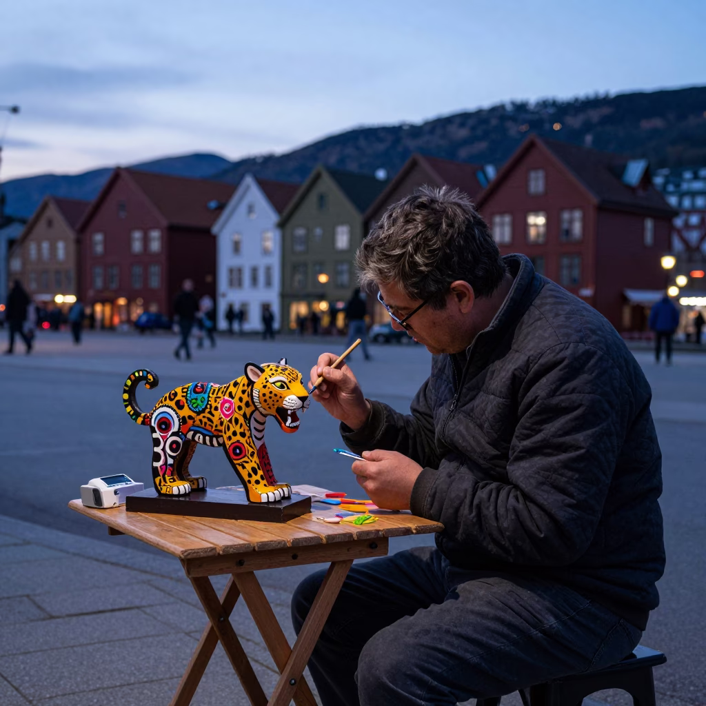 Twilight Scene at Twilight in Bergen in in Bergen, Norway