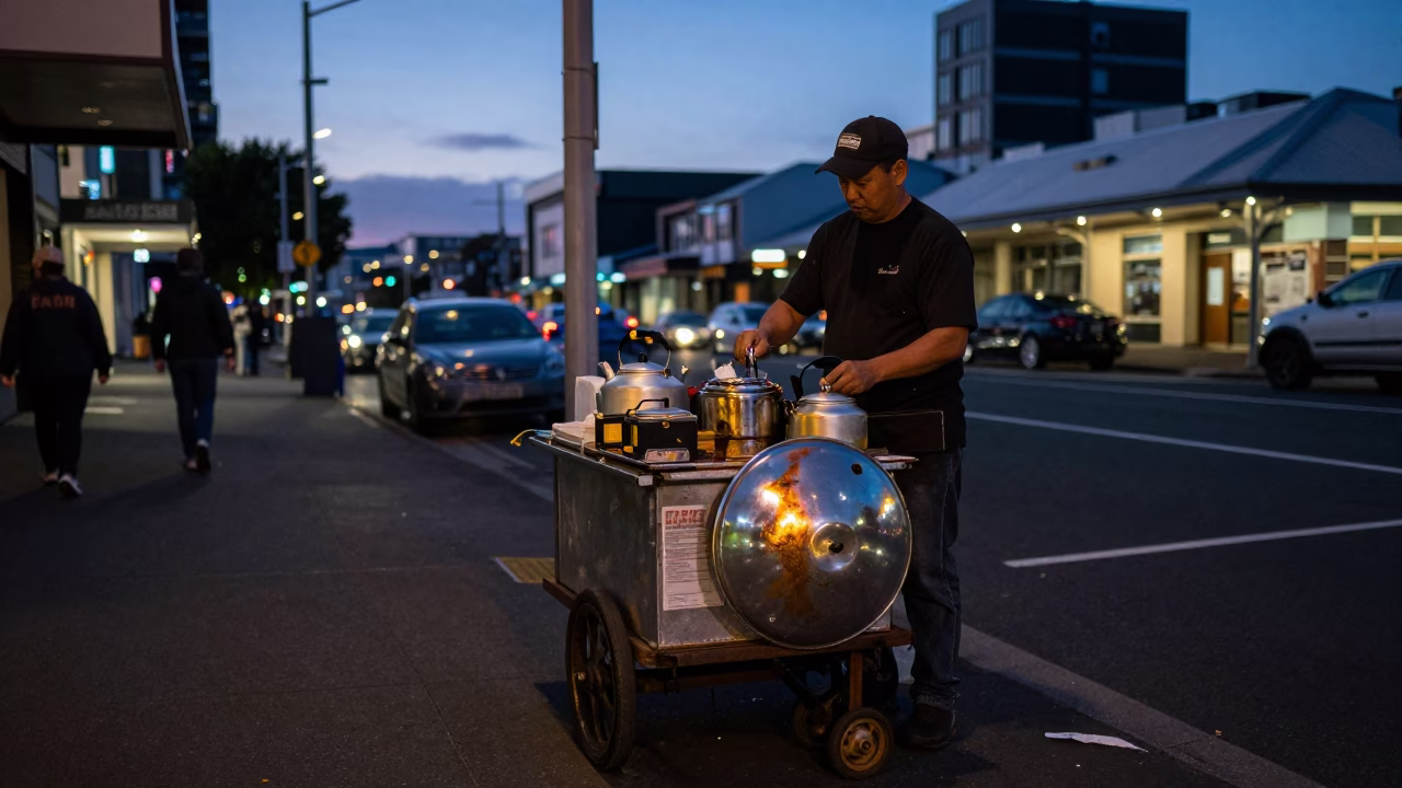 Twilight Scene in Auckland at Twilight in in Auckland, New Zealand