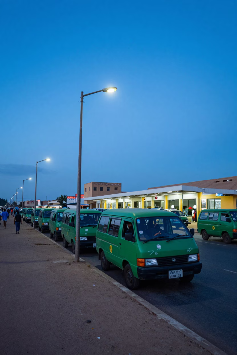 Twilight Scene in Dakar at The Last Blue Light Of Evening in in Dakar, Senegal
