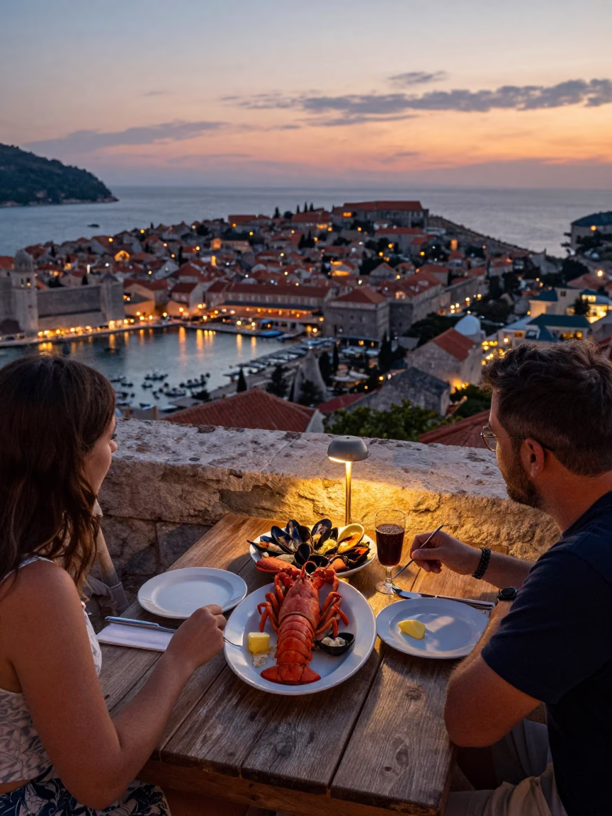 Twilight Scene in Dubrovnik at Twilight in in Dubrovnik, Croatia