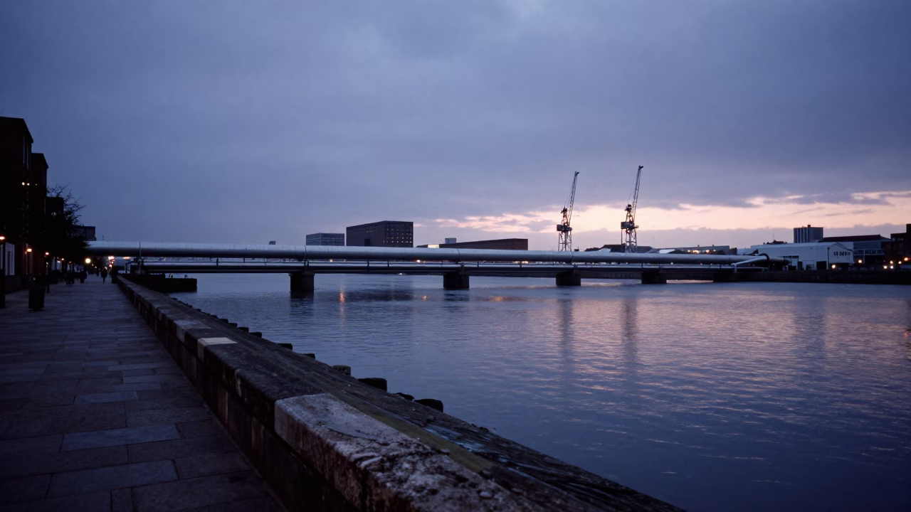 Twilight Scene in Liverpool at Twilight in in Liverpool, United Kingdom