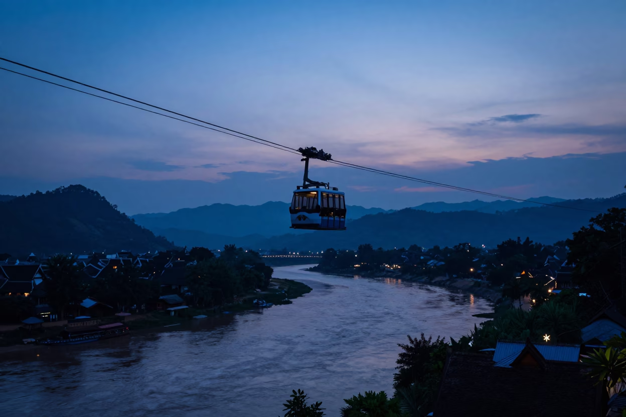 Twilight Scene in Luang Prabang at Twilight in in Luang Prabang, Laos