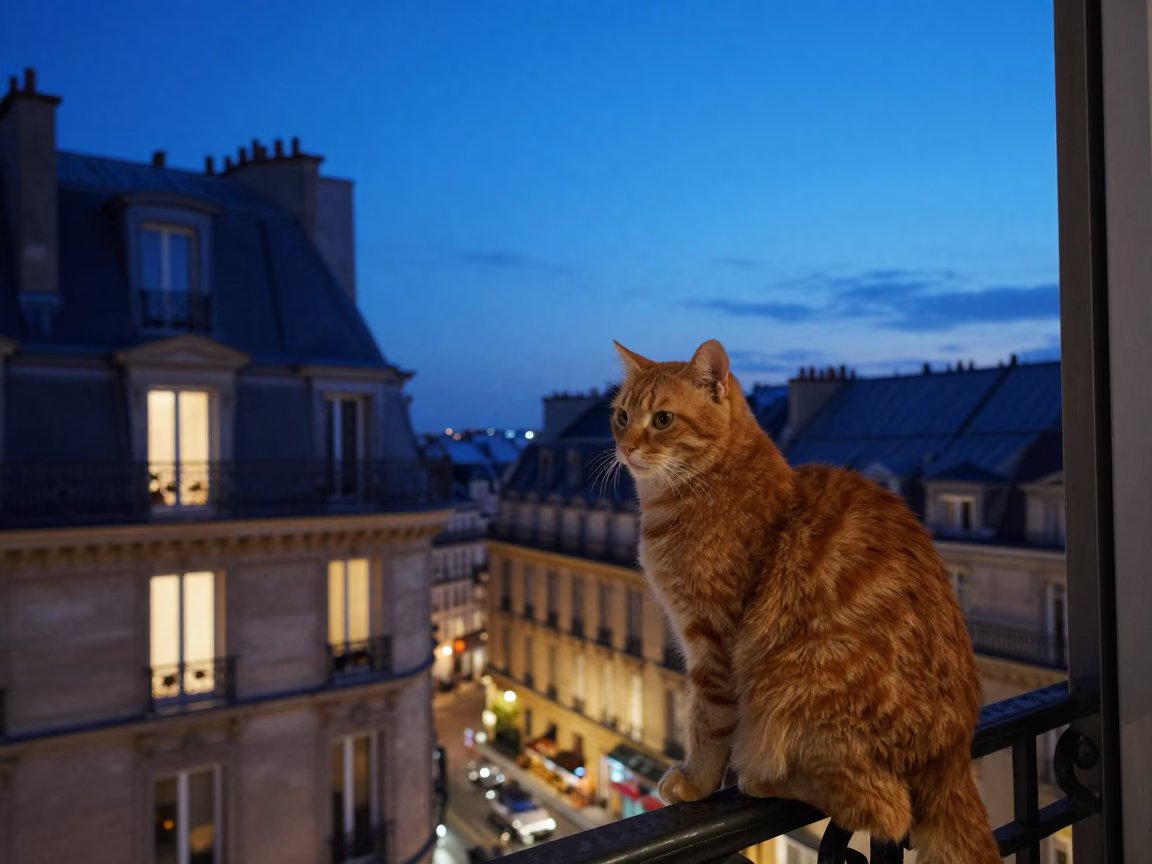 Twilight Scene in Paris at Indigo Twilight After Sunset in in Paris, France