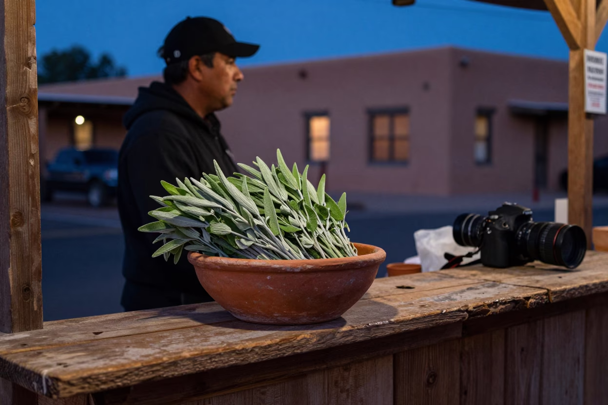 Twilight Scene in Santa Fe at Twilight in in Santa Fe, New Mexico, United States