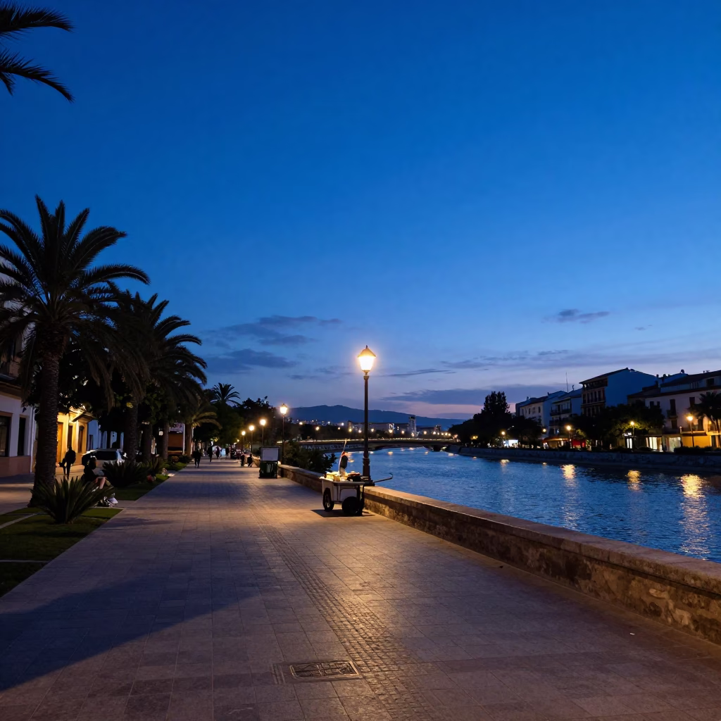 Twilight Scene in Valencia at Indigo Twilight After Sunset in in Valencia, Spain