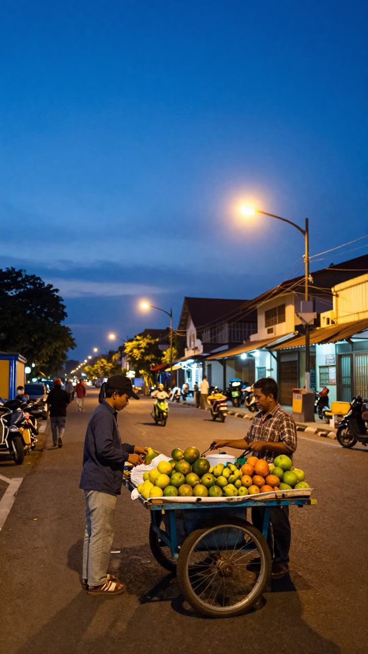 Twilight Scene in Yogyakarta at Twilight in in Yogyakarta, Indonesia