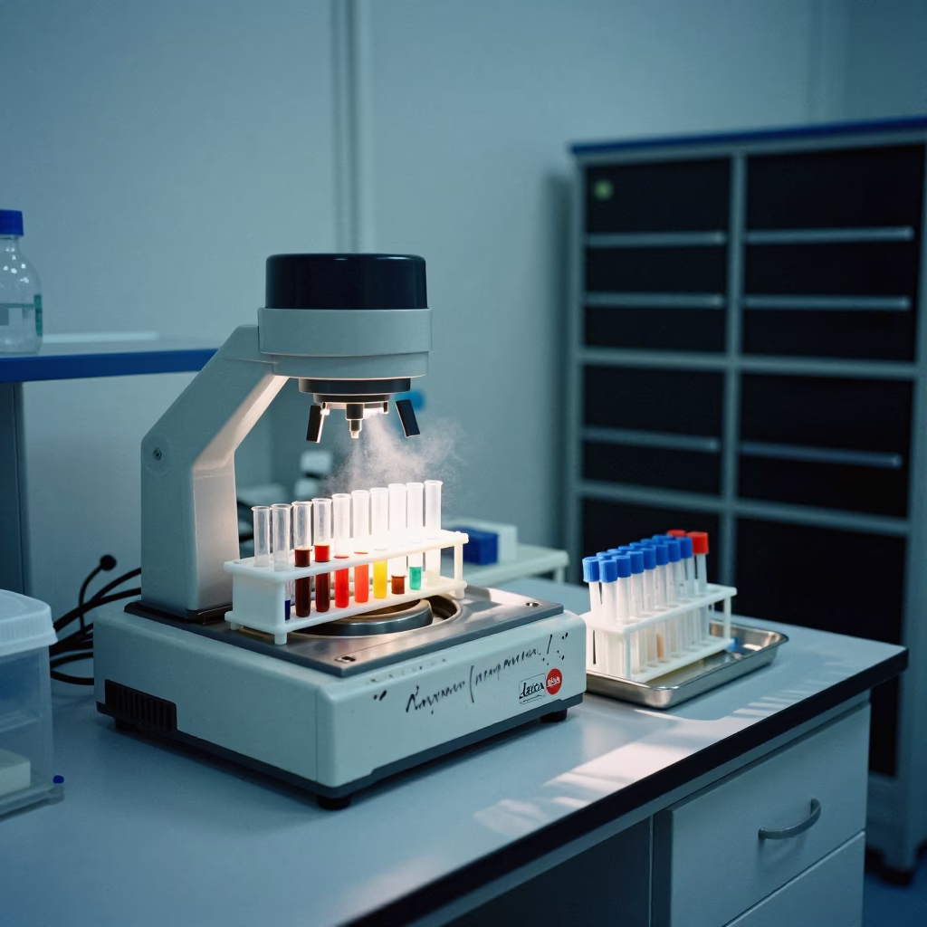 Twilight Serum Tubes in Tbilisi Archive in in a specimen archive room near Tbilisi