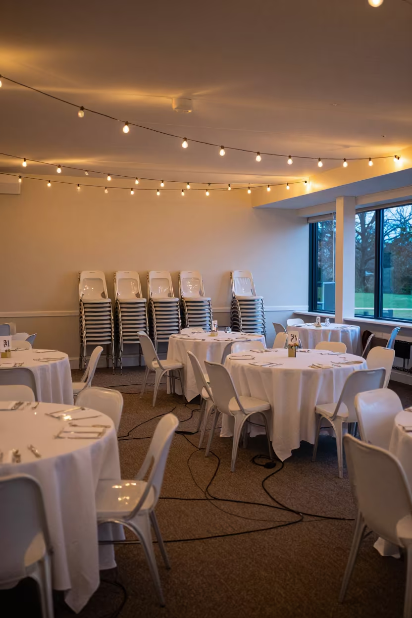 Twilight Spa Banquet Hall Reset with Chairs and Cables in inside a spa reception in Christchurch