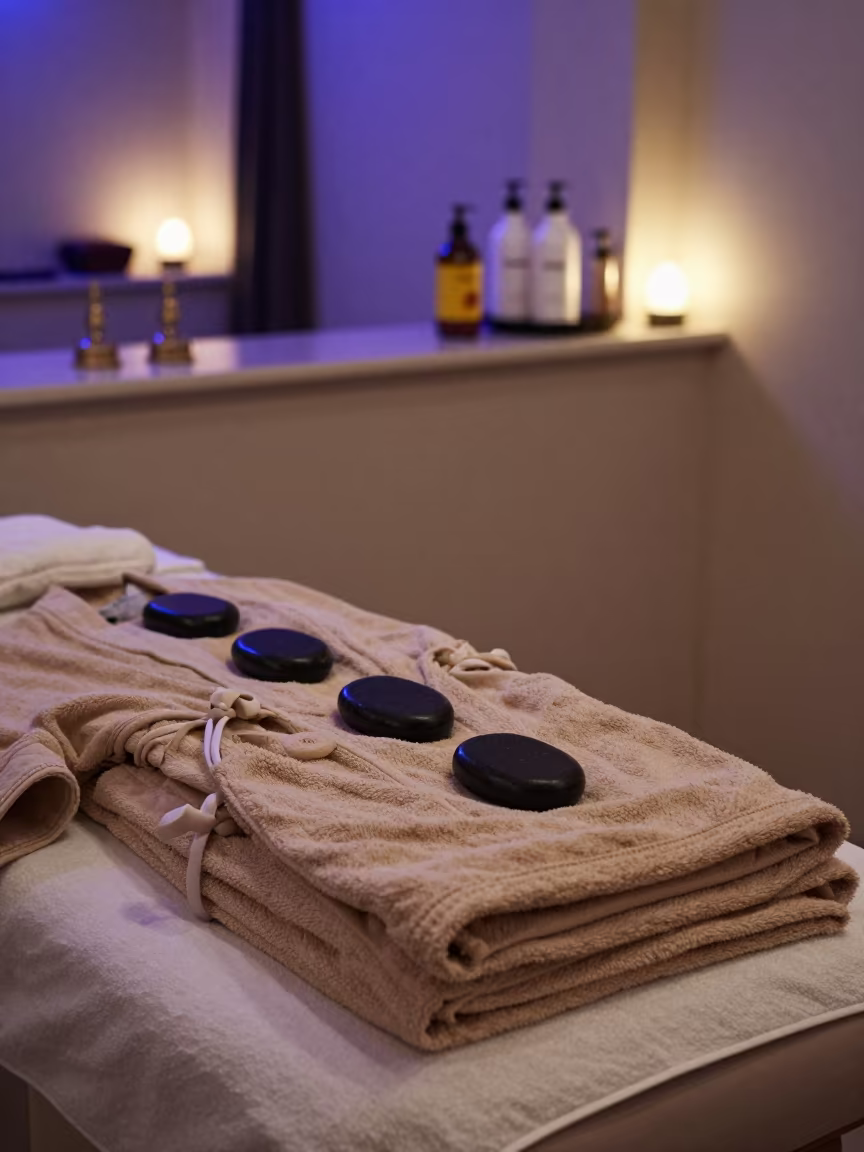 Twilight Spa Suite with Warm Stones and Robes in at a salon reception counter near Guacara
