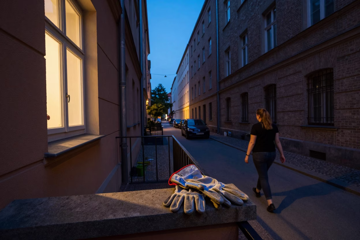 Twilight Street Scene in Berlin Germany with Stair Rail and Local Life in in Berlin, Germany
