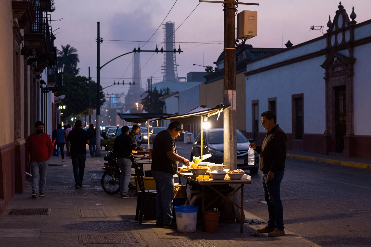 Twilight Street Scene in Guadalajara Mexico with Urban Details in in Guadalajara, Mexico