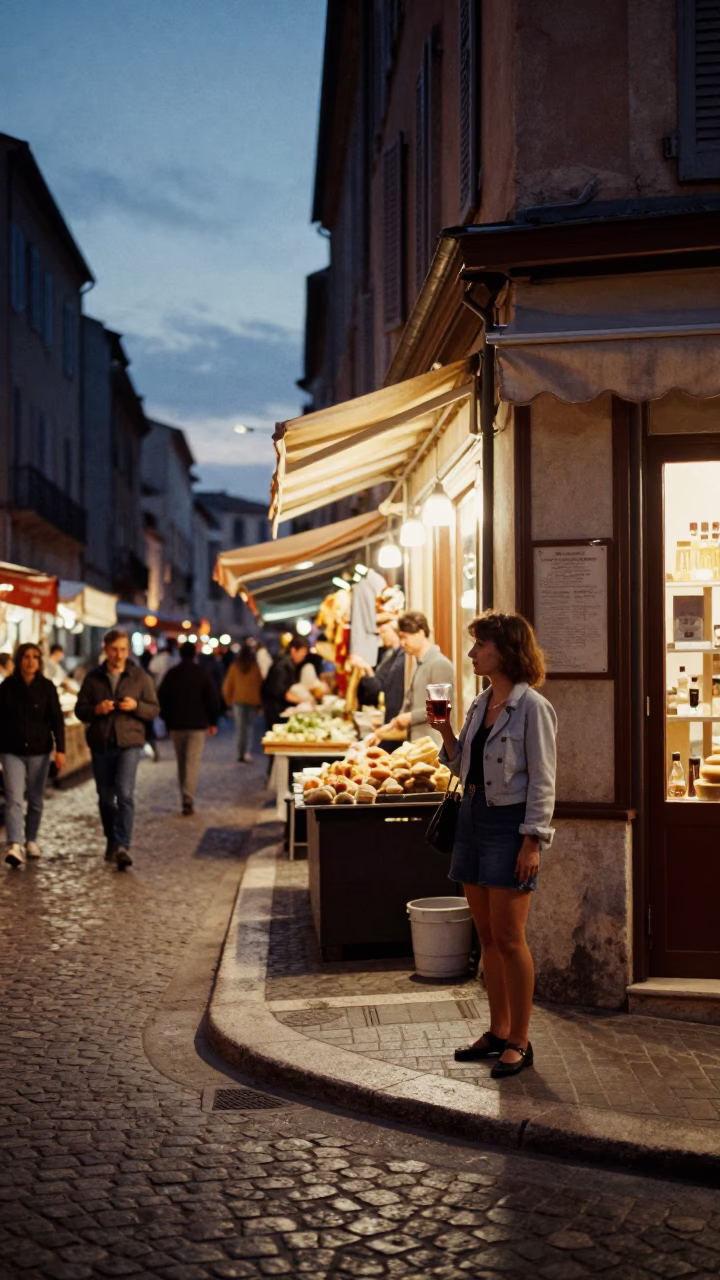 Twilight Street Scene in Marseille France with Local Market Details in in Marseille, France