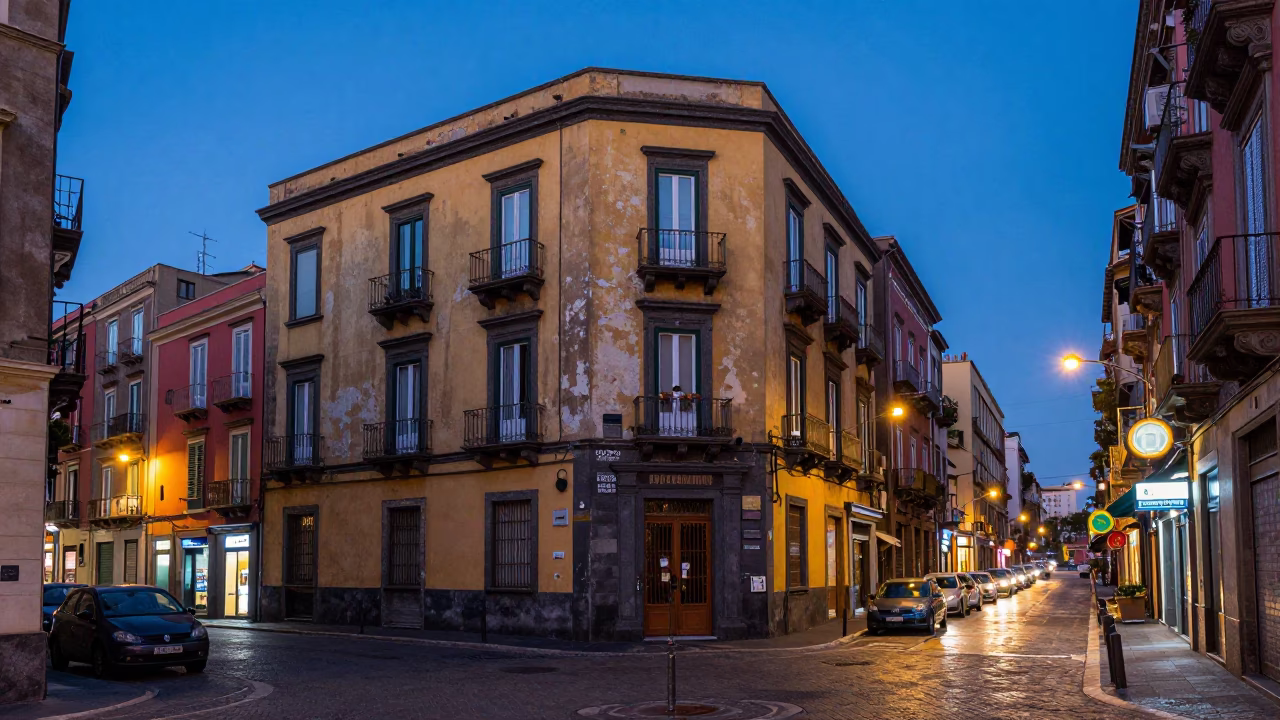 Twilight Street Scene in Naples Italy with Colorful Architecture and Urban Life in in Naples, Italy
