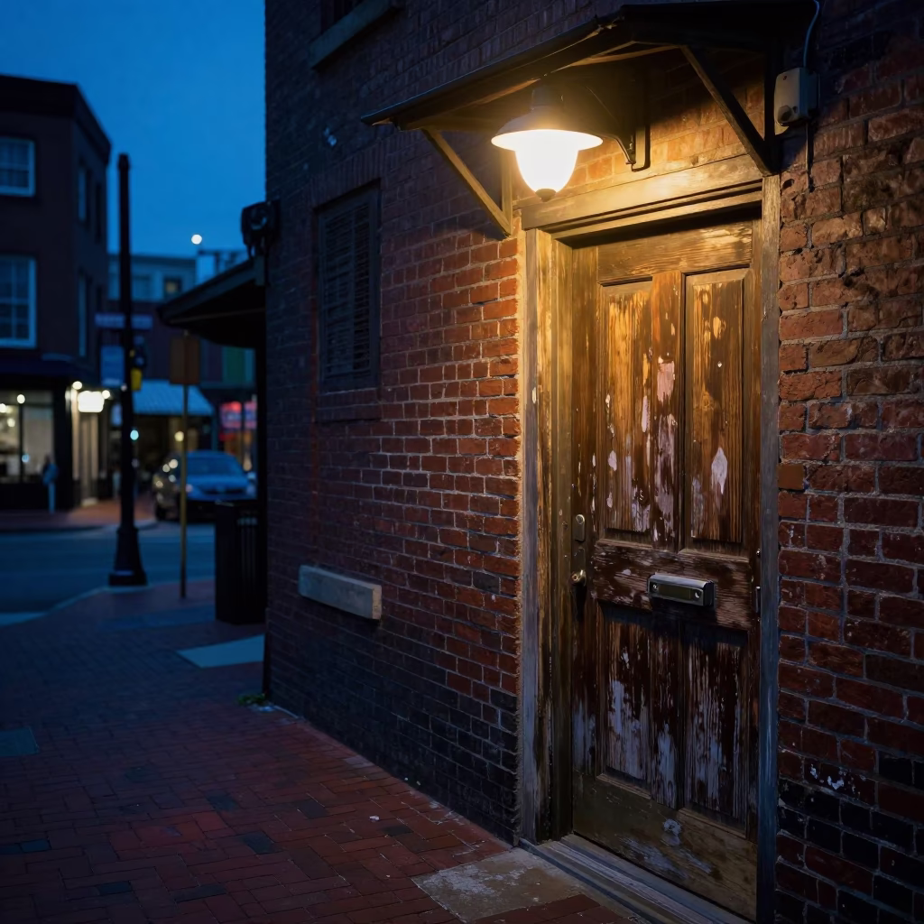 Twilight Street Scene in Nashville Tennessee with Vintage Latch and Urban Details in in Nashville, Tennessee, United States