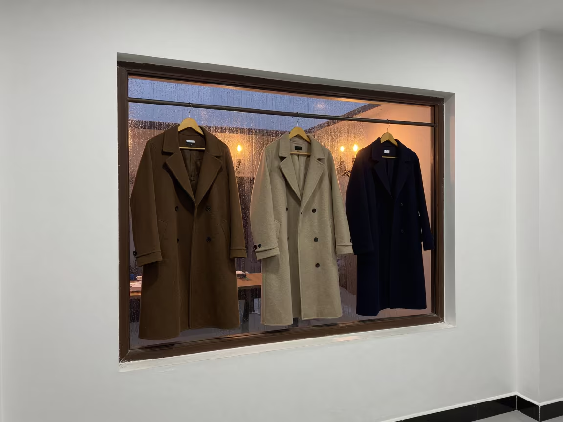 Twilight Tailor Window Display Coats Atelier Mandi Bahauddin in inside a couture atelier near Mandi Bahauddin