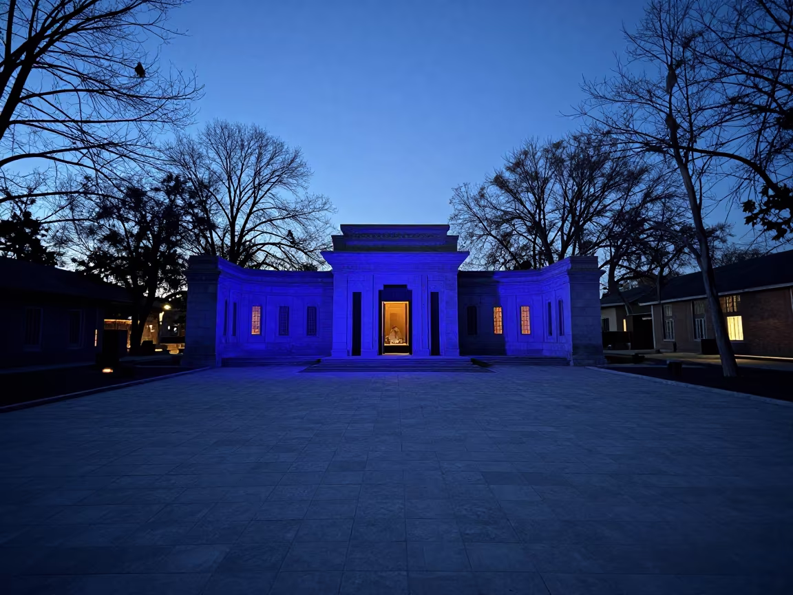 Twilight Temple Courtyard Art Installation in in a temple courtyard in Nis