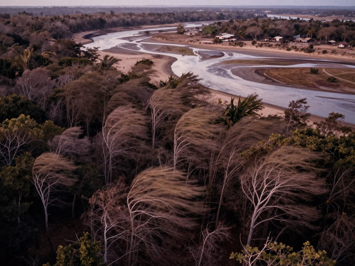 Twilight Tree Rings Over Barbados Forest Canopy in above dune fields and dry wadis in Barbados