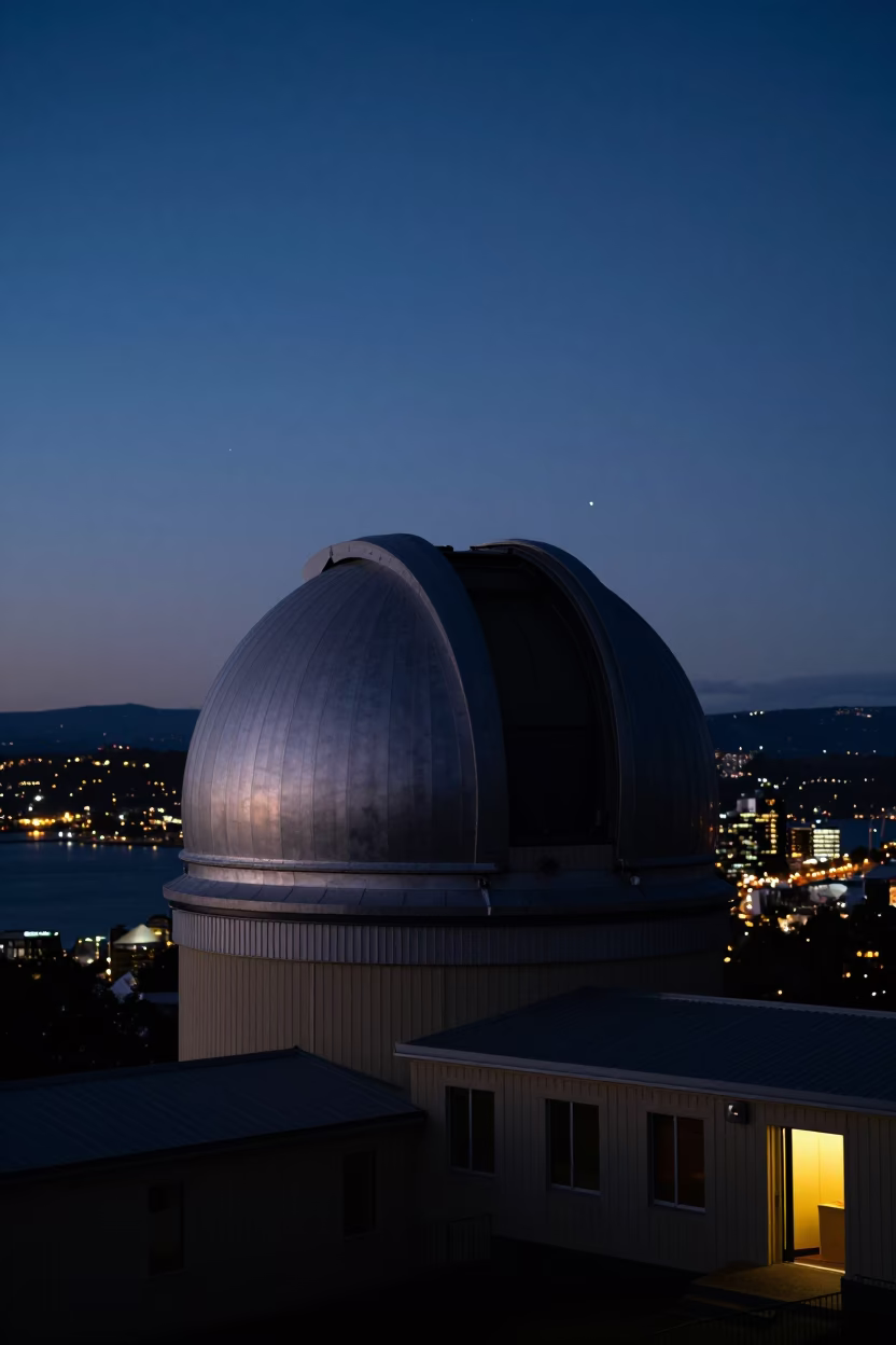 Twilight View of Mount Wellington Observatory Dome Over Hobart Tasmania Australia in in Hobart, Tasmania, Australia