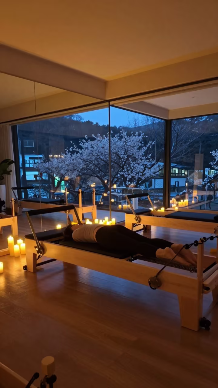 Twilight Yoga Studio Spring Reformer Drawer in inside a yoga studio before the session begins in Busan