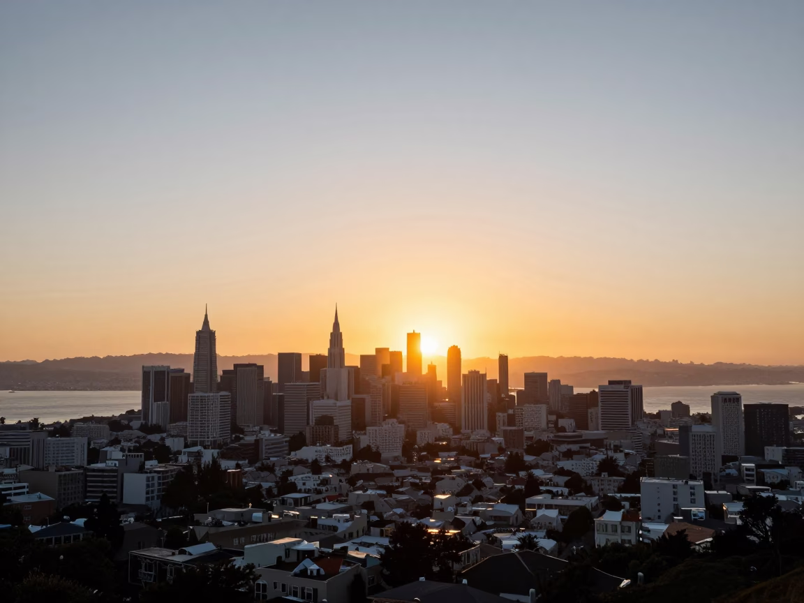 Twin Peaks in San Francisco at As The Sun Drops Toward The Horizon in in San Francisco, California, United States