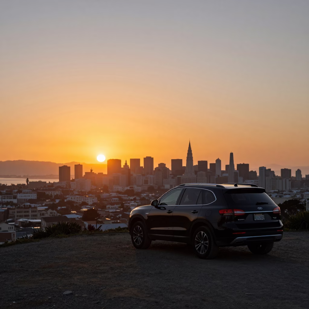 Twin Peaks in San Francisco at Sunset Light in in San Francisco, California, United States