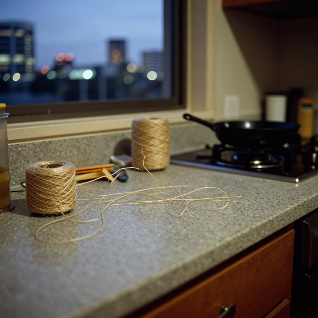 Twine Fibers on Countertop in Perth Western Australia at Dusk in in Perth, Western Australia, Australia