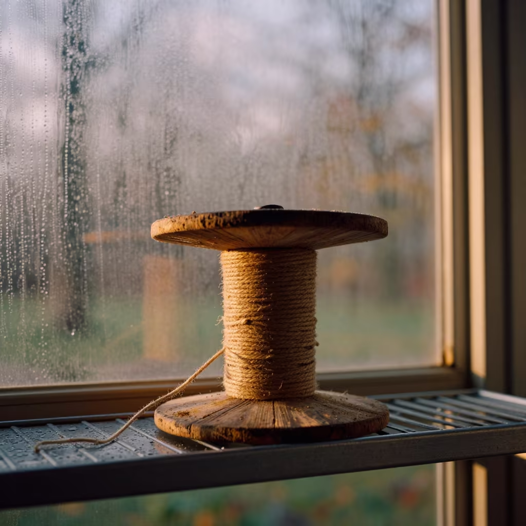Twine Spool on Greenhouse Shelf in on a workshop shelf in Rotterdam