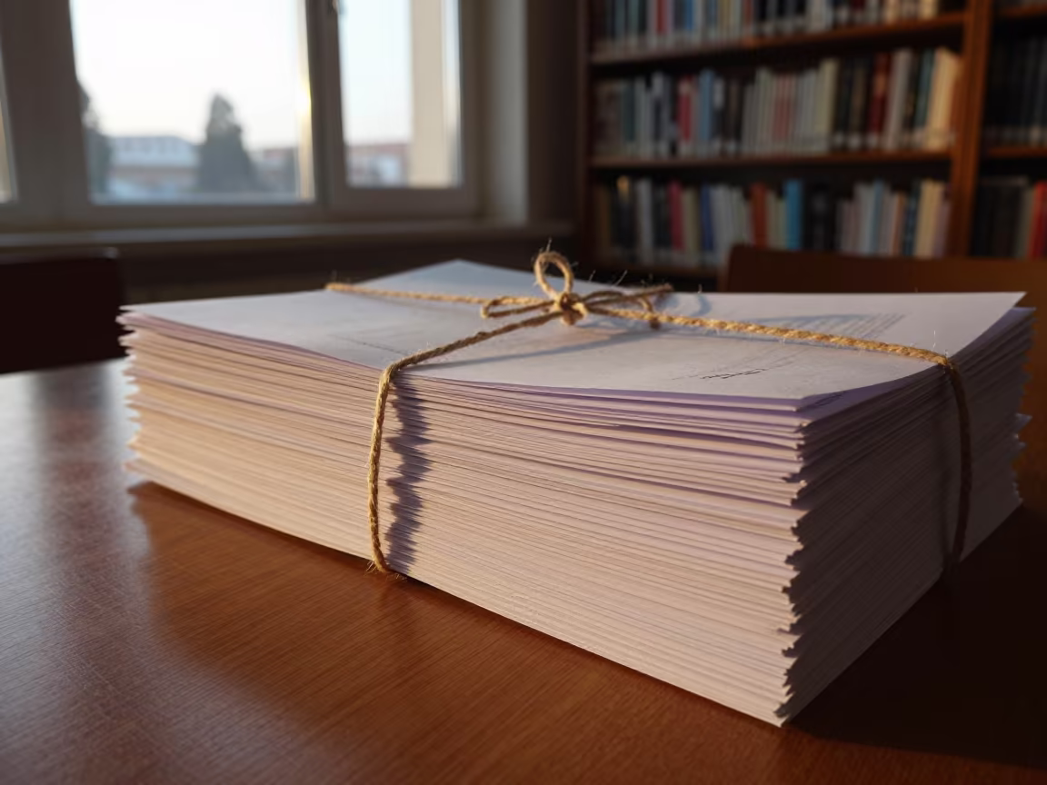 Twine-Tied Course Packets Library Sunset in inside a campus library reading room in Baghdad