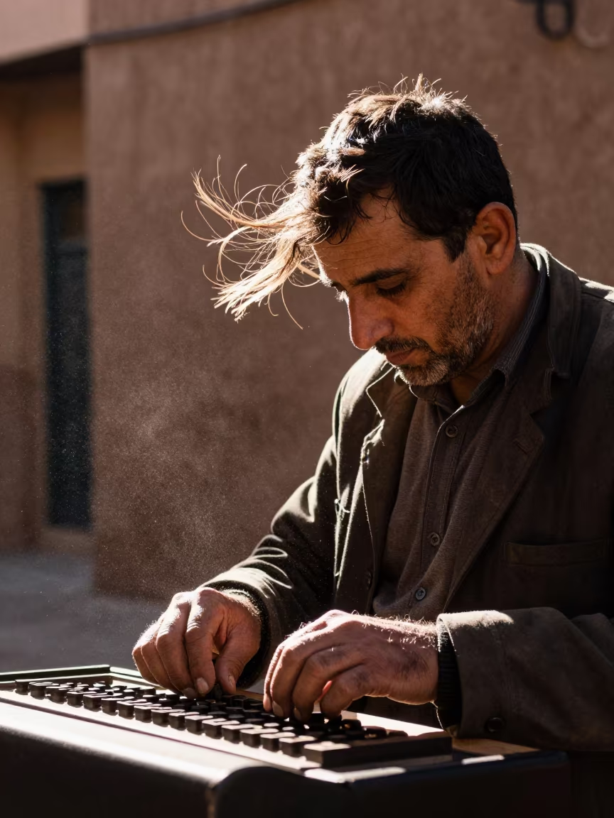 Typesetter Eyes in Berrechid Late Autumn Light in in the old quarter in Berrechid