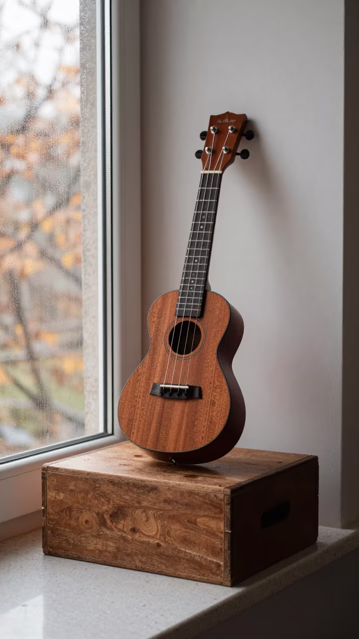 Ukulele on Stone Ledge in Burewala in on a stone ledge in Burewala