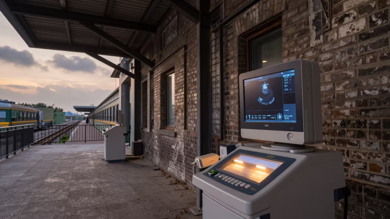 Ultrasound Gel Warmer in Restored Guangzhou Train Terminal in inside a restored train terminal near Guangzhou