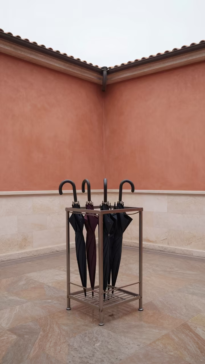 Umbrella Drying Tray in Pisa Spa Reception in inside a spa reception in Pisa