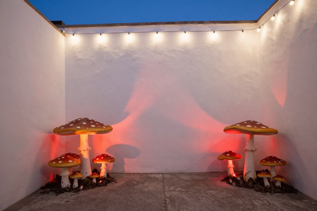Umbrella Mushrooms Twilight Navojoa Reflections in inside a skylit passageway in Navojoa