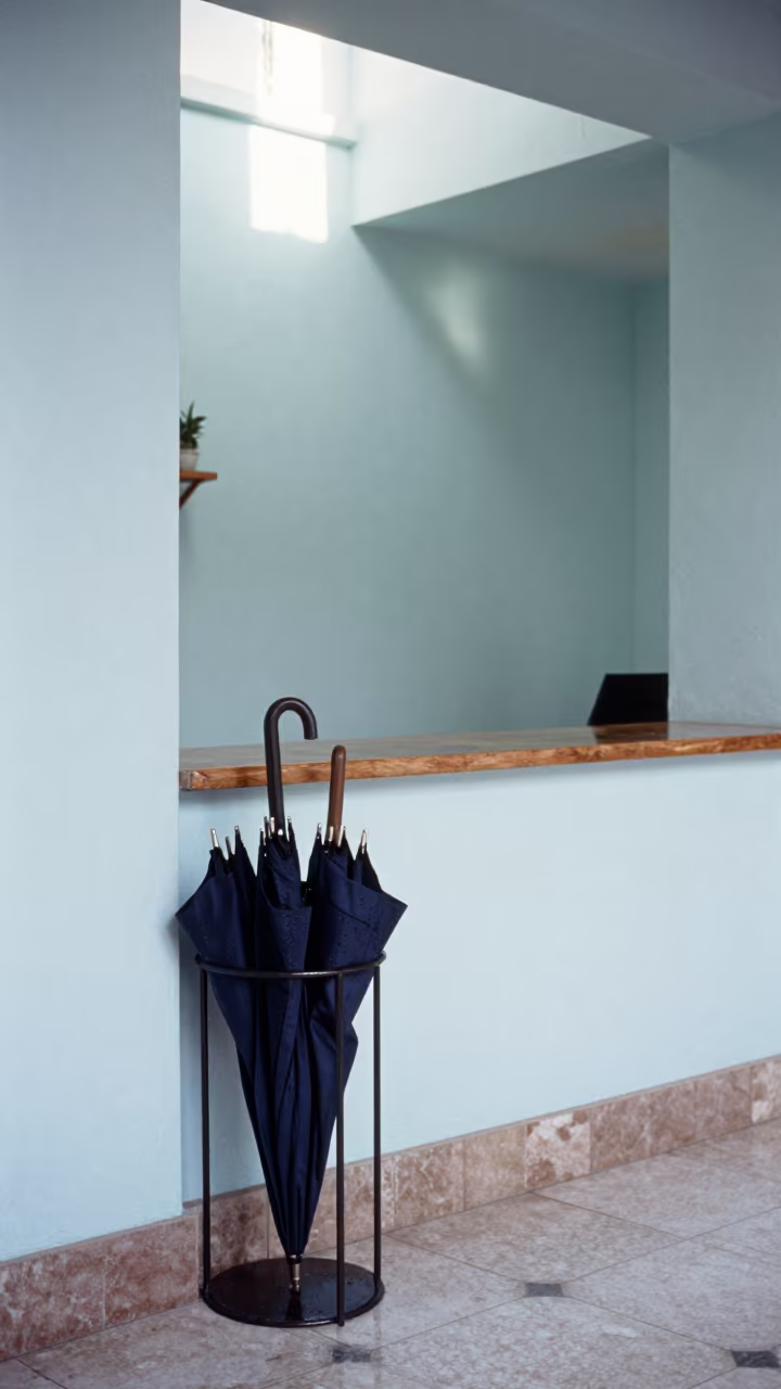 Umbrella Rack at Havana Spa Entrance in inside a spa reception near Vedado, Havana