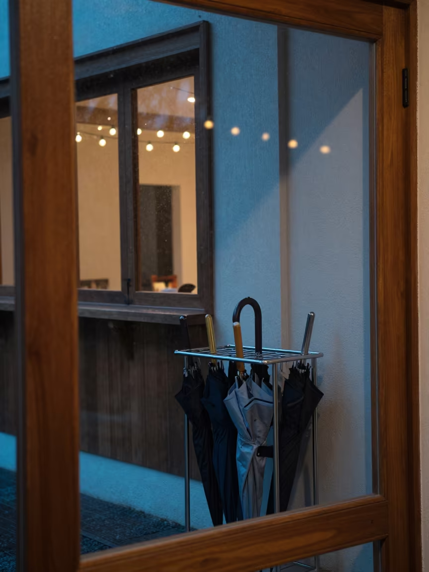 Umbrella Rack at Kuala Lumpur Spa Entrance in inside a spa reception in Kuala Lumpur