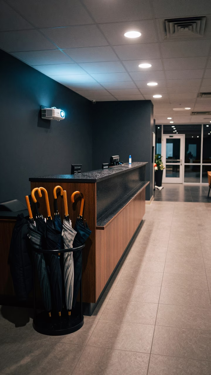 Umbrella Stand Office Reception Anacostia Night in at an office reception desk in Anacostia, Washington DC