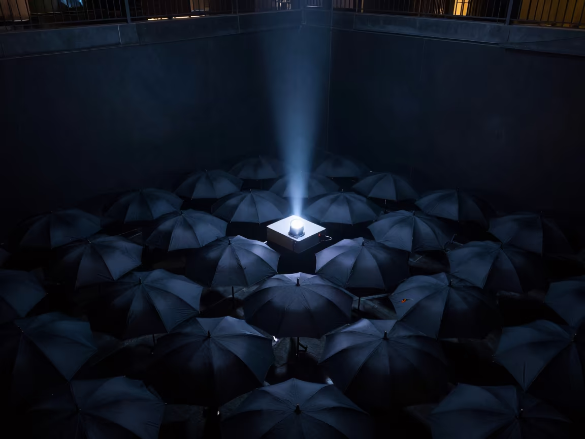 Umbrella Tops Geometric Pattern Night Atrium Bangkok in inside a vaulted atrium in Bangkok